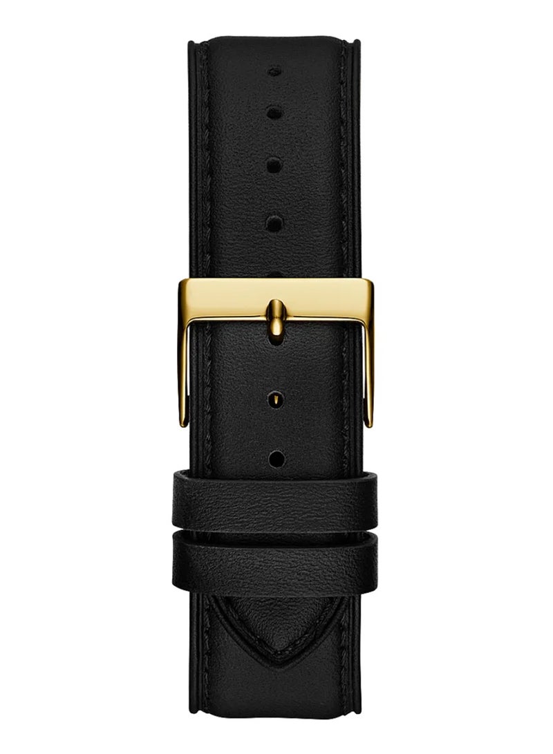 GUESS Men’s Black Gold Tone Multi-function Genuine Leather Watch GW0540G1 - Image 3