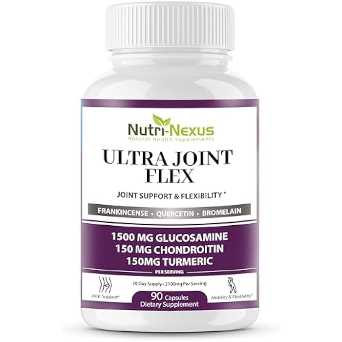 NUTRI-NEXUS Joint Support Supplement with Glucosamine Chondroitin MSM Turmeric Boswellia - for Men and Women - Promotes Mobility, Flexibility, and Comfort - Made in USA - 90 Capsules - Image 1
