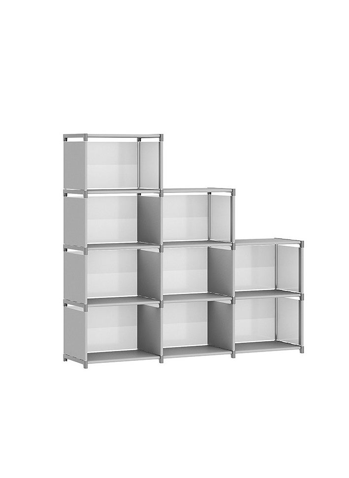 3 Row 9-Grid Multi-Functional Bookshelves, Assembled Storage Rack,Bedroom Living Room Vertical Cabinet Bookshelf Grey