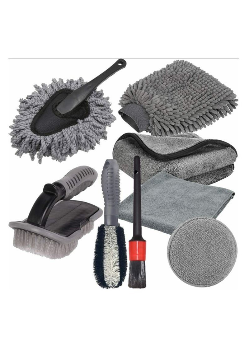 Generic 9Pcs Car Wash Cleaning Kit, Wheel Brush for Car Alloy Wheel Tyre Brush Cleaning, Automotive Detail Brushes Rim Cleaner ,Car Detailing Brush Kit for Car Interior & Exterior,Wheels Engine Cleaning (9)  - Image 1