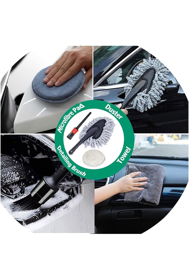 Generic 9Pcs Car Wash Cleaning Kit, Wheel Brush for Car Alloy Wheel Tyre Brush Cleaning, Automotive Detail Brushes Rim Cleaner ,Car Detailing Brush Kit for Car Interior & Exterior,Wheels Engine Cleaning (9)  - Image 3