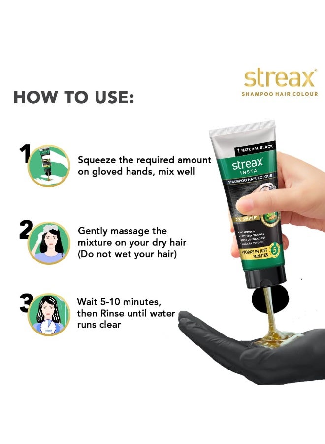 Streax Shampoo Hair Colour,  Women 60 ml - Natural Black, Easy DIY- Squeeze Pack - Image 4