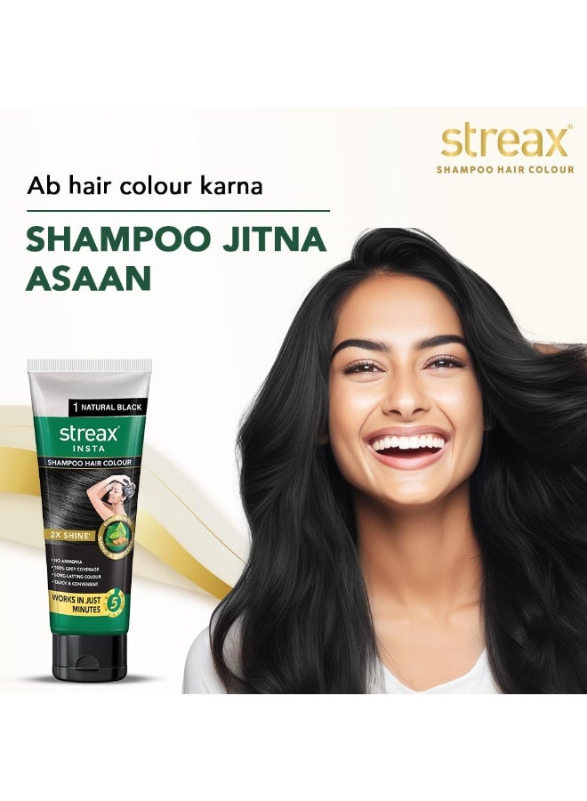 Streax Shampoo Hair Colour,  Women 60 ml - Natural Black, Easy DIY- Squeeze Pack - Image 2
