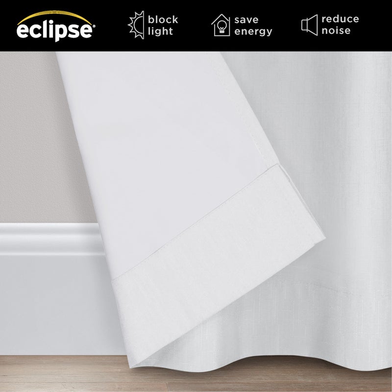 إكليبس ستارة Eclipse واسعة جدًا بحلقات معدنية، لوحة ستارة باب الفناء المنزلقة كيندال، ستائر صلبة معزولة حراريًا ومخفضة للضوضاء (لوحة واحدة) بطول 84 × 100 بوصة باللون الأبيض العريض - Image 2
