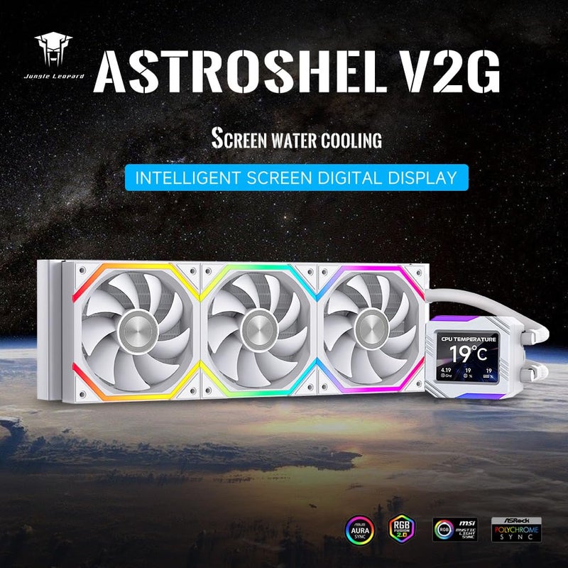 Jungle Leopard Astroshel V2G 360 Argb Water Cooling CPU Cooler|3 * 120mm PWM Fans with 2000RPM|Customizable LCD Digital Display Screen|for Intel LGA1851/1700/1200/115X AMD AM4/AM5(White-360mm) - Image 2