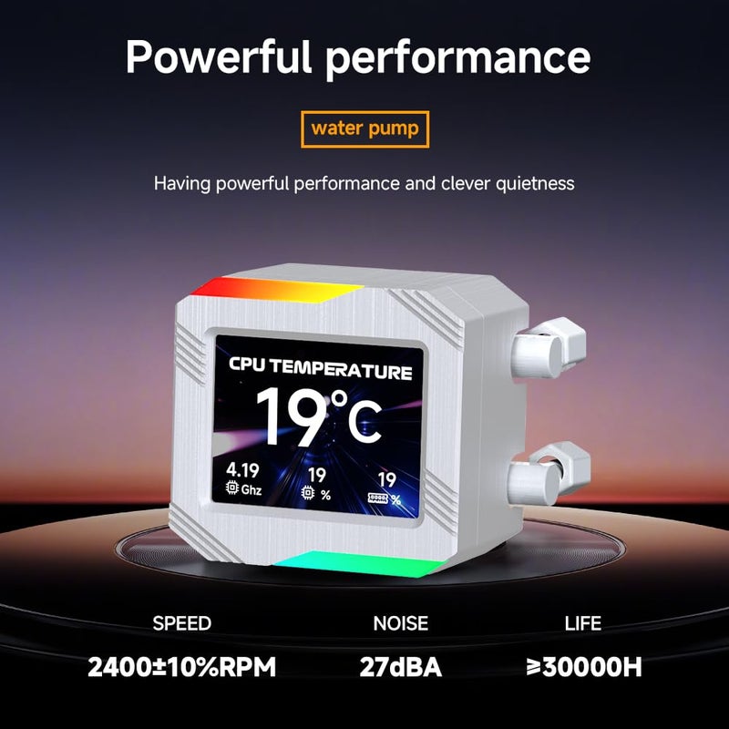 Jungle Leopard Astroshel V2G 360 Argb Water Cooling CPU Cooler|3 * 120mm PWM Fans with 2000RPM|Customizable LCD Digital Display Screen|for Intel LGA1851/1700/1200/115X AMD AM4/AM5(White-360mm) - Image 4