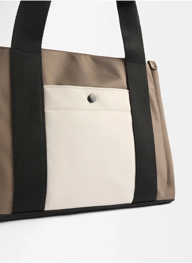 PARFOIS Nylon Tote Bag With Exterior Pocket