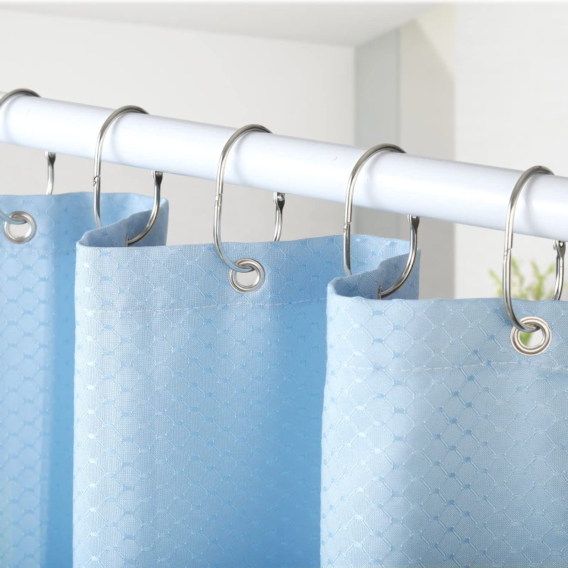 Goowin Shower Curtain Rings, 12 Pcs Shower Curtain Hooks, Oval Snap Shower Rings for Curtain, Metal Shower Curtain Rings Rust Proof, Glide Smoothly Shower Hooks for Shower Curtain Rod (Nickel) - Image 2