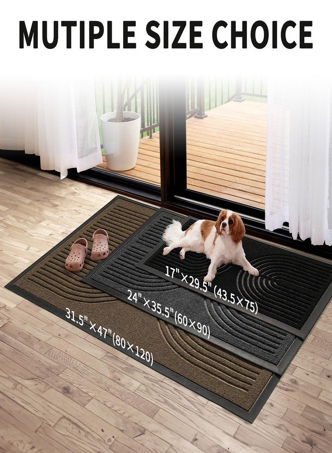 RORA Front Door Mat Outside Indoor Entrance, Heavy Duty Non Slip Welcome Doormat, Natural Rubber Floor Mat for Entryway, Patio, Garage, Porch, 29.5"x17", Black - Image 5
