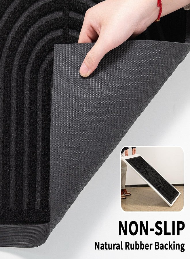 RORA Front Door Mat Outside Indoor Entrance, Heavy Duty Non Slip Welcome Doormat, Natural Rubber Floor Mat for Entryway, Patio, Garage, Porch, 29.5"x17", Black - Image 2