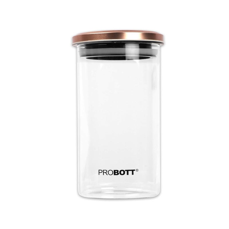 PROBOTT PROBOTT Vetroware Glass jar Container, Coming with Metal Golden Color Air Tight and Rust Proof Cap, PV Round Stora Jar 1100ml  - Image 2
