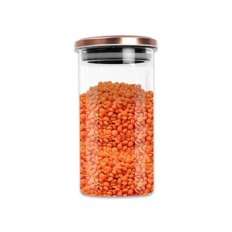 PROBOTT PROBOTT Vetroware Glass jar Container, Coming with Metal Golden Color Air Tight and Rust Proof Cap, PV Round Stora Jar 1100ml  - Image 3