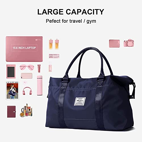 SEAFEW Dark Blue Sport Travel Duffle Bag Large Gym Tote Bags for Women, Weekender Carry on Bags for Airplane, Ladies Beach Overnight Waterproof Luggage Bags with Wet Pocket - Image 3