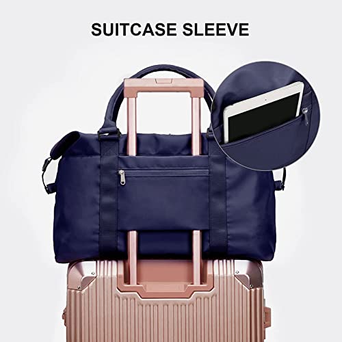 SEAFEW Dark Blue Sport Travel Duffle Bag Large Gym Tote Bags for Women, Weekender Carry on Bags for Airplane, Ladies Beach Overnight Waterproof Luggage Bags with Wet Pocket - Image 5