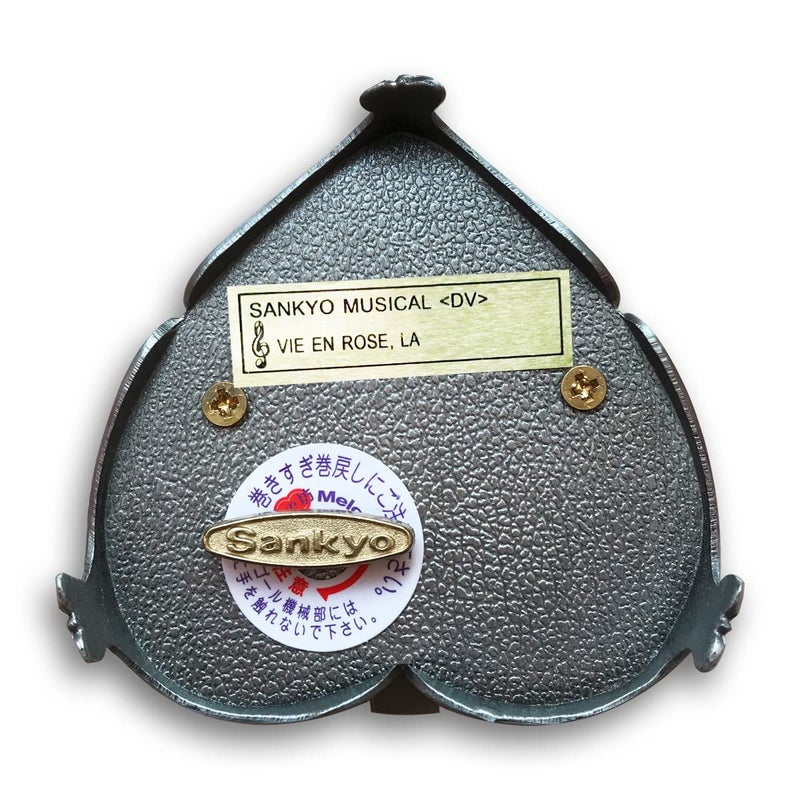 BinkeGG Tin Alloy Heart Shaped Wind up Music Box with Sankyo Musical Mechanism Tune: La Vie En Rose - Image 5