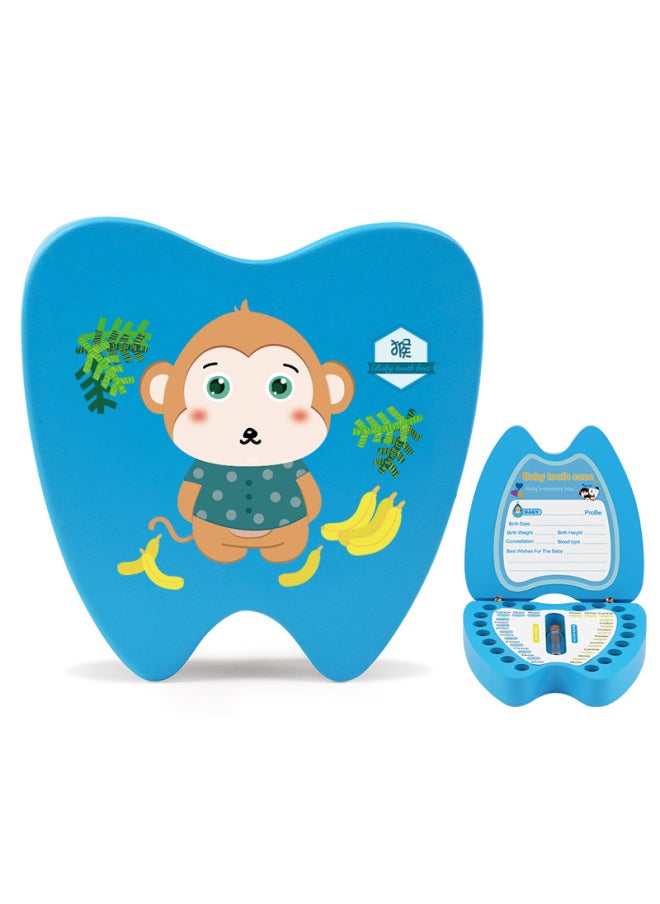 Generic - English Version Wooden Children's Deciduous Teeth Storage Box Baby's Teeth Changing Storage Box Teeth Dropping Memorial Collection Creative Home-Color:Pink Zodiac Monkey (English Version) - Image 1