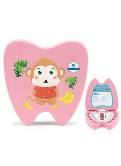 English Version Wooden Children's Deciduous Teeth Storage Box Baby's Teeth Changing Storage Box Teeth Dropping Memorial Collection Creative Home-Color:Pink Zodiac Monkey (English Version)