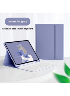 Bluetooth Keyboard Case For Ipad Pro 11 10.2 Air 4 Pencil Slot Mini 6 Leather Mouse Pad Protective Cover For Digital Computer-Color:Lavender Purple Gray + White Keyboard-Applicable Model:Ipad 11(a16)2025/ipad 10th Generation【10.9inch】2022