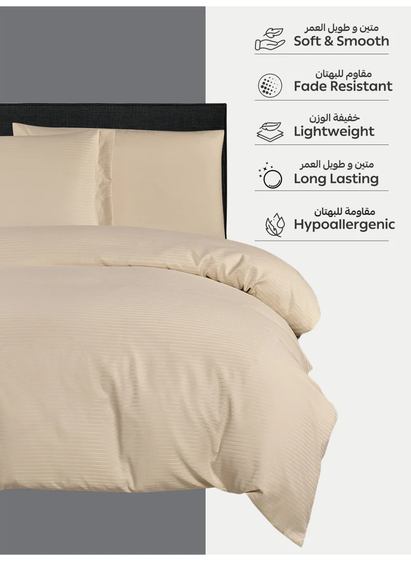 Donetella Striped Duvet Cover Set Single Size 170x230 cm - 4-Pcs Bed Set, Microfiber Fabric - 1 Duvet Cover, 1 Fitted Sheet, 1 Pillow Sham, 1 Pillowcase (Filler Not Included)
