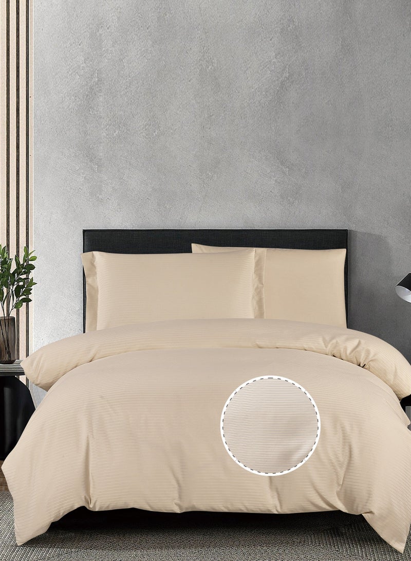Doona Striped Duvet Cover Set Twin Size Fits 120 x 200 cm - 4-Pcs Bed Set, Microfiber Fabric - 1 Duvet Cover, 1 Fitted Sheet, 1 Pillow Sham, 1 Pillowcase (Filler Not Included) - Image 1