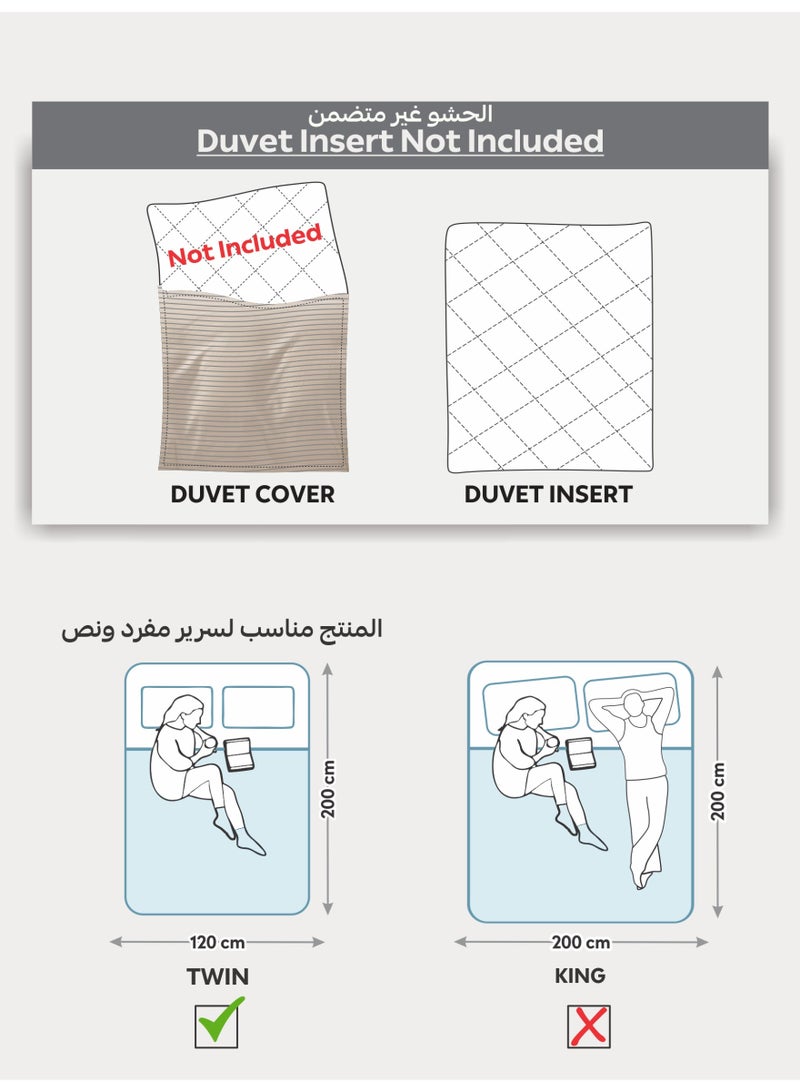 Doona Striped Duvet Cover Set Twin Size Fits 120 x 200 cm - 4-Pcs Bed Set, Microfiber Fabric - 1 Duvet Cover, 1 Fitted Sheet, 1 Pillow Sham, 1 Pillowcase (Filler Not Included) - Image 2