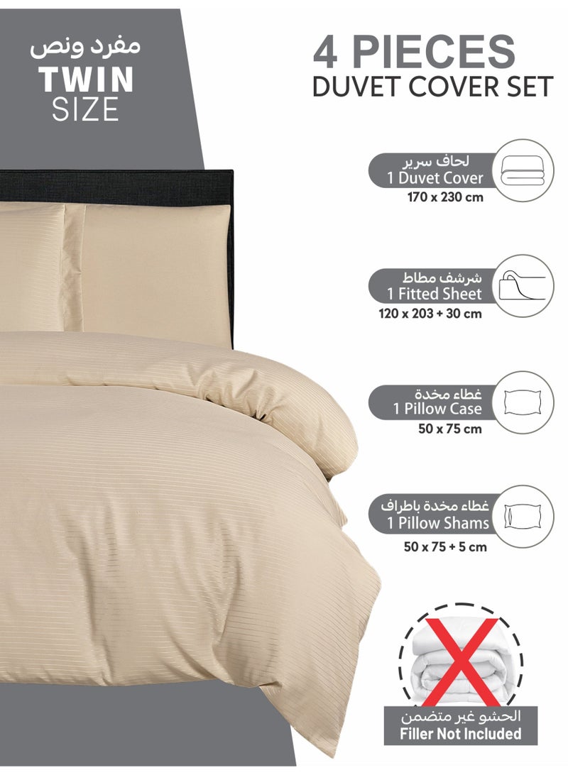 Doona Striped Duvet Cover Set Twin Size Fits 120 x 200 cm - 4-Pcs Bed Set, Microfiber Fabric - 1 Duvet Cover, 1 Fitted Sheet, 1 Pillow Sham, 1 Pillowcase (Filler Not Included) - Image 3