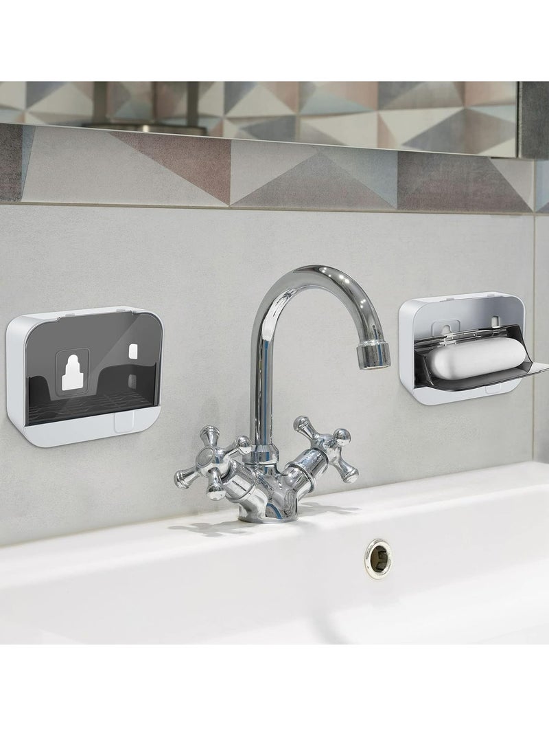 Oasisgalore - 4 PCS Bar Soap Holder Dish with Lid，Wall Mounted Soap Box Tray Soap Container for Bathroom - Image 1