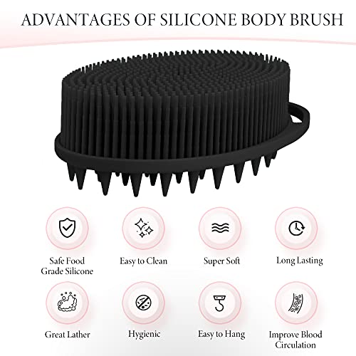 KQNBI Silicone Body Scrubber, Silicone Loofah, 2 Pcs Silicone Shower Scrubber, Exfoliating Silicone Shower Scrubber, 2 in 1 Silicone Body Scrub Brush Scalp Massager Shampoo Brush for All Skin Men Women Kids - Image 3