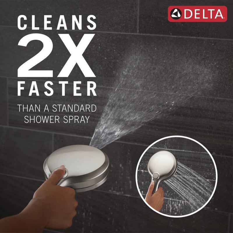 Delta 6-Setting In2ition 2-in-1 Dual Shower Head with Handheld High Pressure ProClean Spray, Brushed Nickel Detachable Shower Head with Hose, 1.75 GPM Flow Rate, Satin Nickel 75655SN - Image 2