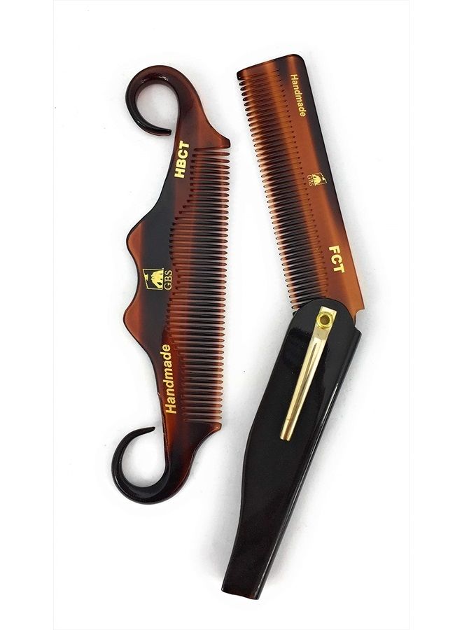 G.B.S Handmade Foldable All Purpose Comb Handle Bar Comb for Mustache Men's Grooming Comb Made of Fine Tooth for Long lasting Style Beard & Hair Combo 2 - Image 1