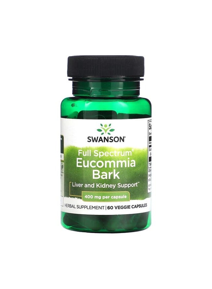 قشرة يوكوميا كاملة الطيف، 400 ملغ، 60 كبسولة نباتية