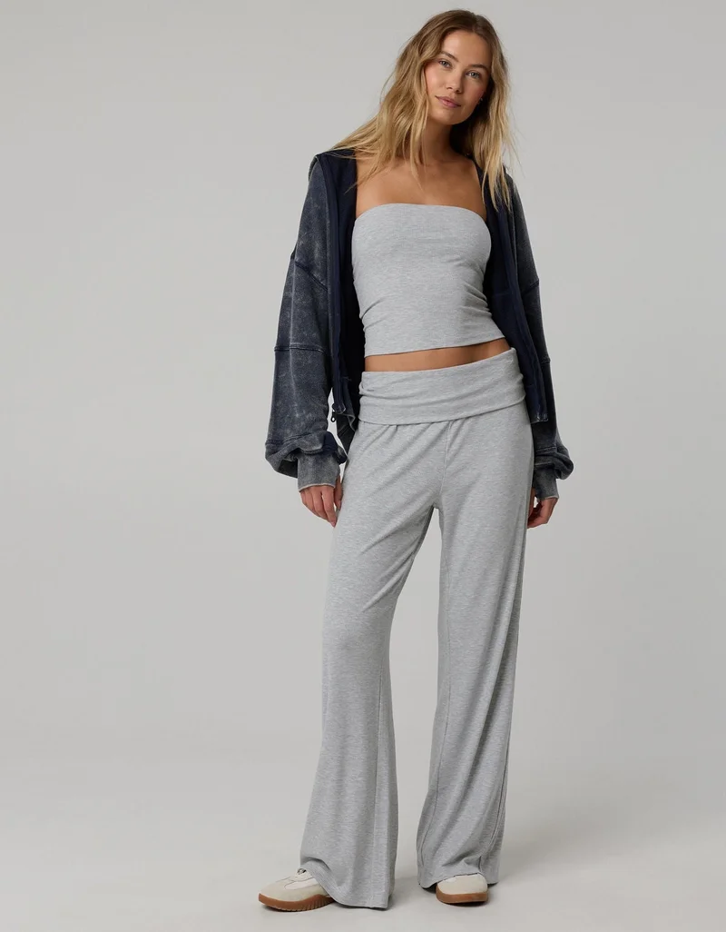 Aerie  OFFLINE By Aerie Thumbs Up Ribbed Foldover Trouser for Women | Best Price UAE