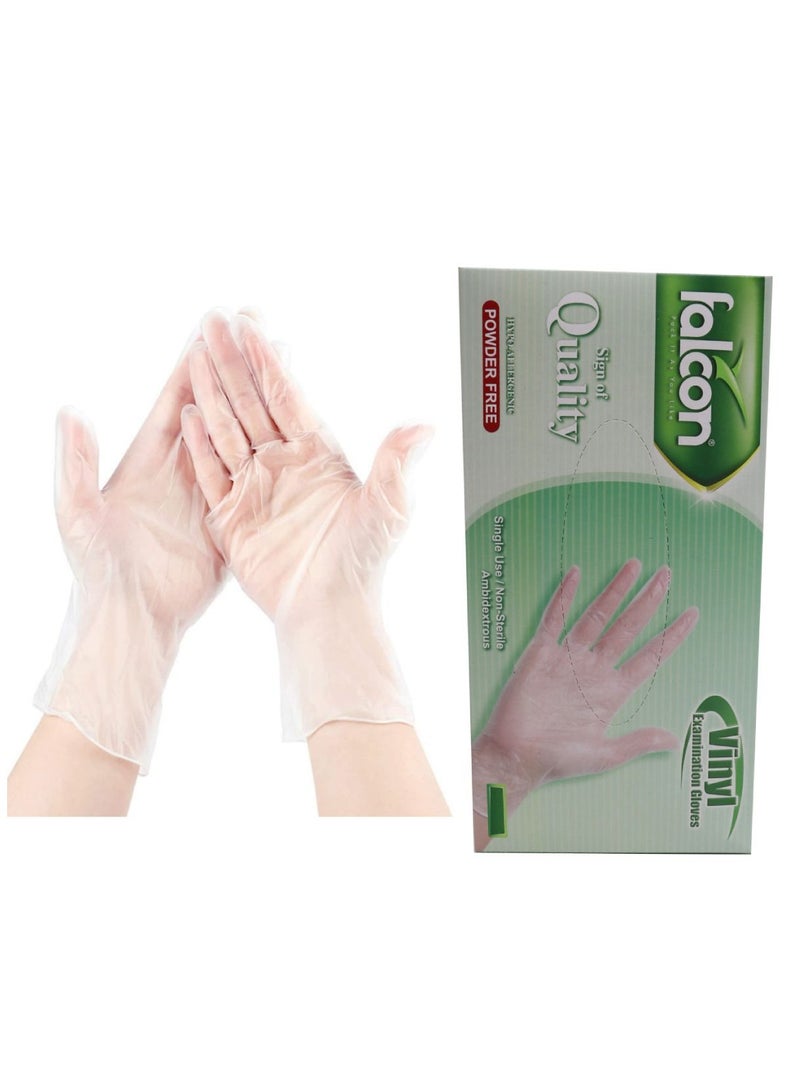 Falcon 100-Pieces Disposable Clear Powder Free Vinyl Gloves - Image 1