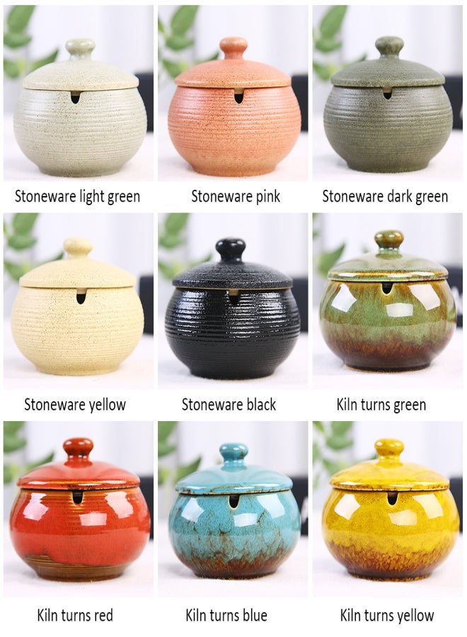 Ceramic Ashtray with Lid and Sink Ash Holder for Smokers Desktop Smoking Ash Tray for Home Office Use & Decoration - Image 4