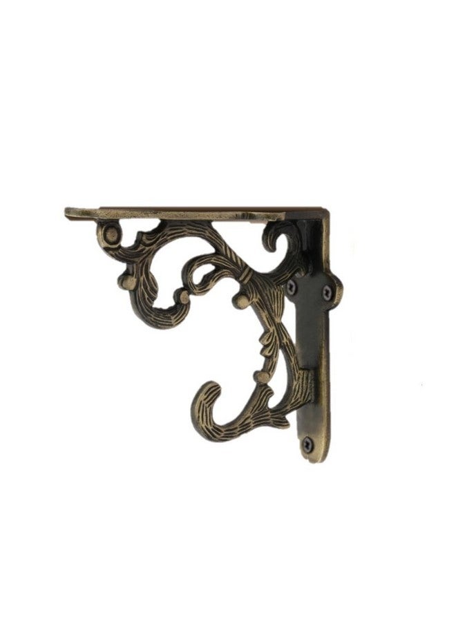 GHAR DWAR Metal Handcrafted Shelf Bracket for Floating Shelves L Angle Decorative L Shaped Corner Brace Joint Heavy Duty Wall Mounted Shelf Supporter Corner Brace Holder (Pack of 4, Brass Antique) - Image 3
