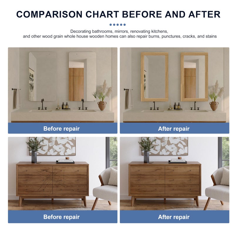 TIANLDD 27 FT Wood Grain Wallpaper Border, Removable Waterproof Mirror Border Peel and Stick,Bathroom Mirror Frame Border.(White Oak) - Image 2