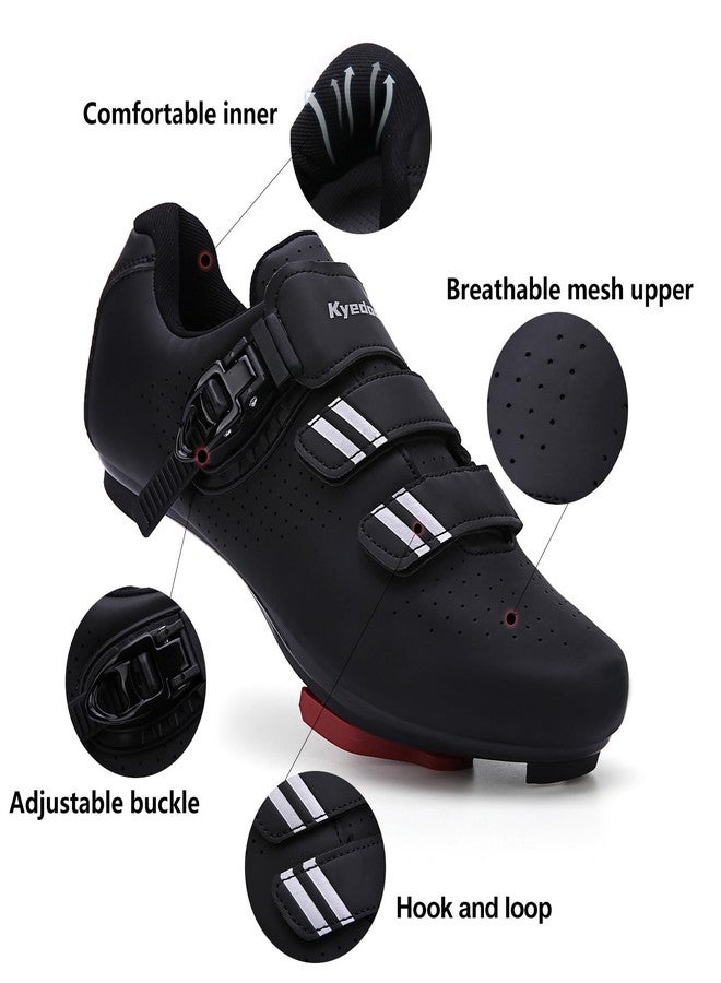 Kyedoo Mens Womens Cycling Shoes Compatible with Pelaton Bike Shoes Road Bike Riding Bicycle Pre-Installed with Delta Cleats Clip Indoor Outdoor Pedal Size 10.5 Black - Image 5