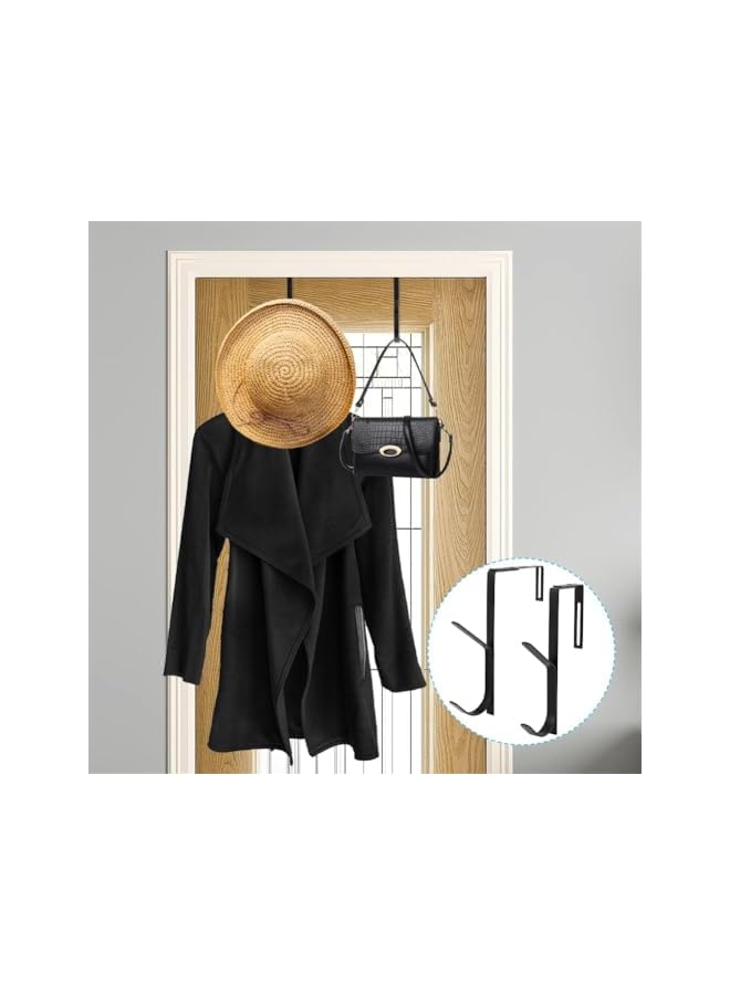 promass 4 Pcs Heavy Duty Iron Door Hooks, Black, Minimalist Style, Over The Door Hooks for Hanging, Cubicle Hooks for Wall Panel, Towels, Clothes, Bags - Image 4