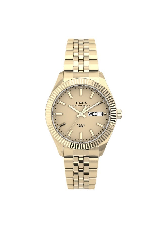 تيميكس ساعة TIMEX للنساء بهيكل من الفولاذ المقاوم للصدأ الذهبي وسوار من الفولاذ المقاوم للصدأ الذهبي - Image 1