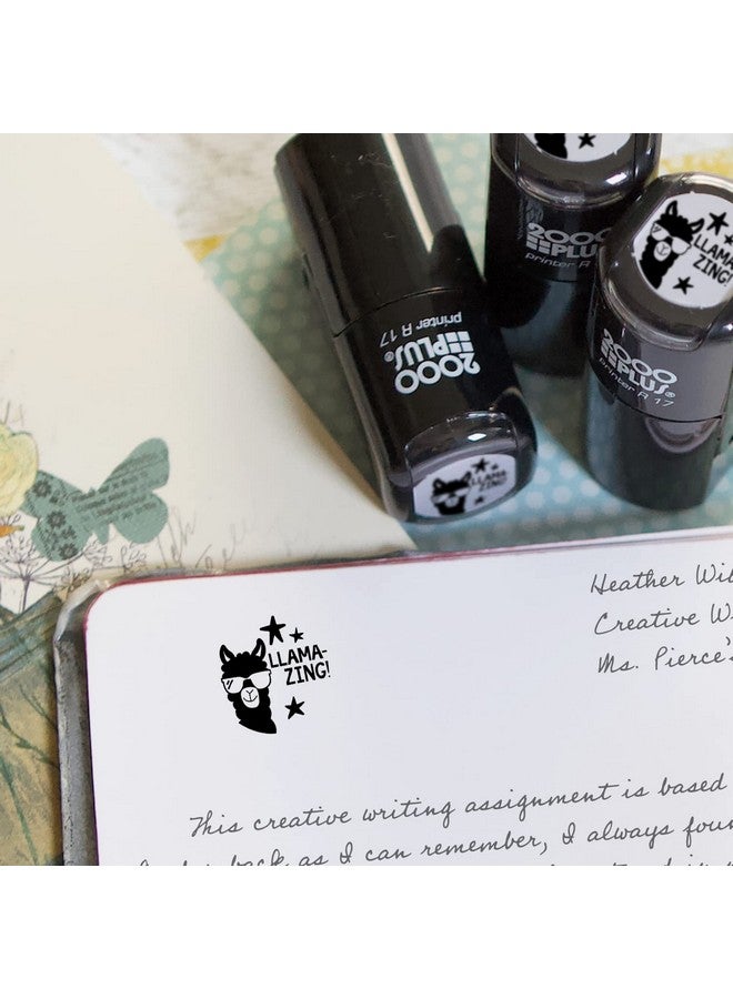 إس بي ليبلز طابع Llama / طابع مكافأة المعلم اللطيف للحيوانات ذات الحبر الذاتي 2000 Plus / طابع ورقة عمل مخطط Llama-Zing صغير أسود مقاس 9/16 بوصة - Image 4