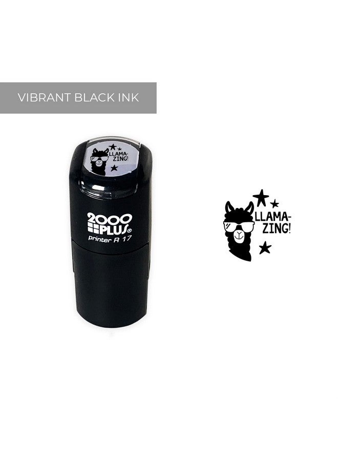 إس بي ليبلز طابع Llama / طابع مكافأة المعلم اللطيف للحيوانات ذات الحبر الذاتي 2000 Plus / طابع ورقة عمل مخطط Llama-Zing صغير أسود مقاس 9/16 بوصة - Image 2