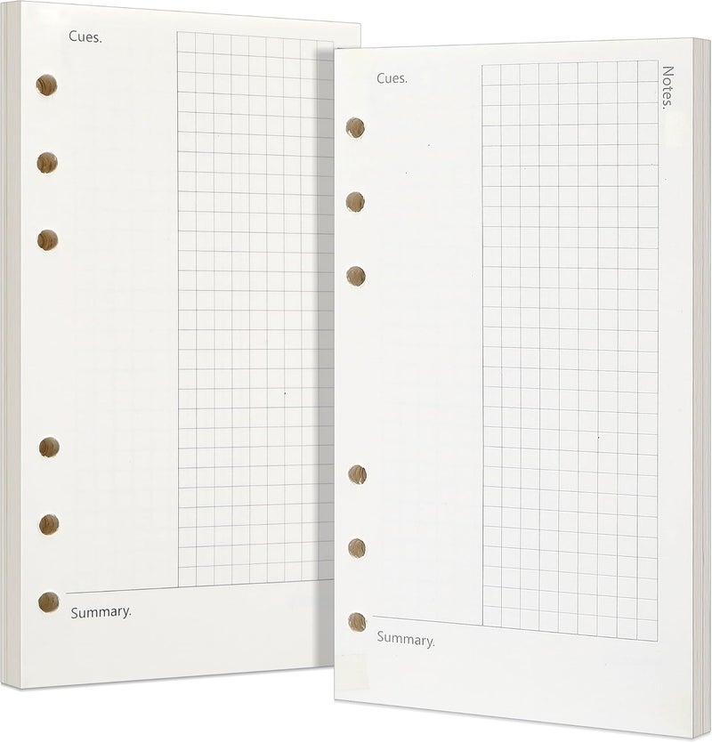 Toplive A6 Refill Paper, A6 Cornell Notetaking System Filler Paper, 6 Holes Notebook Binder Inserts Loose Leaf Paper 160 Sheets, for Business Meeting College Study Reading Notes - Image 1