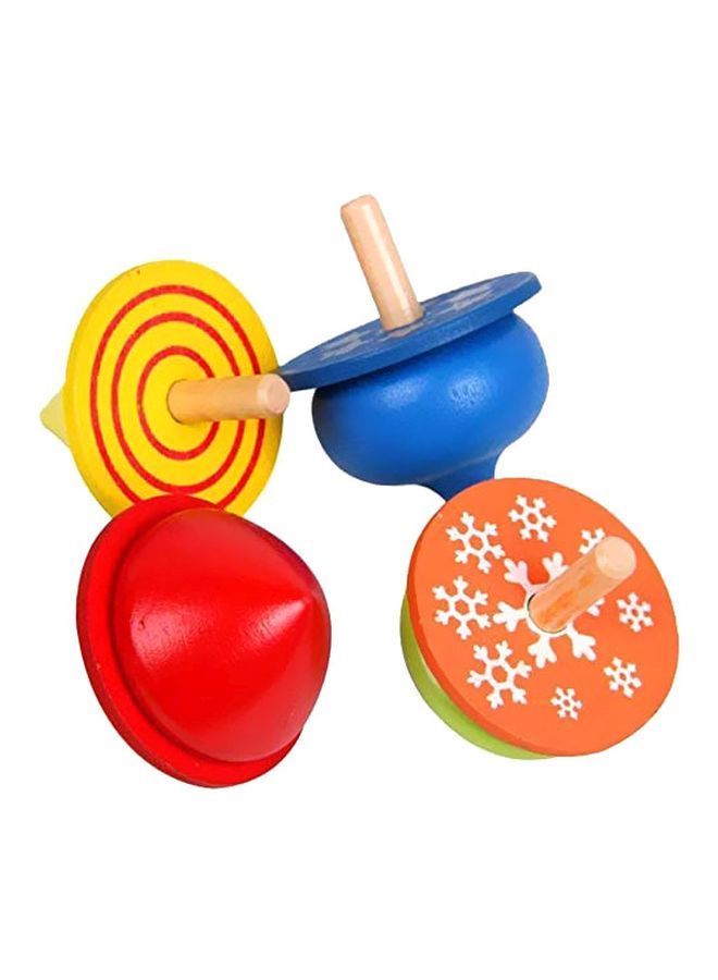 NIBEMINENT 4 Piece Wooden Gyro Spinning Top – Assorted  - Image 1