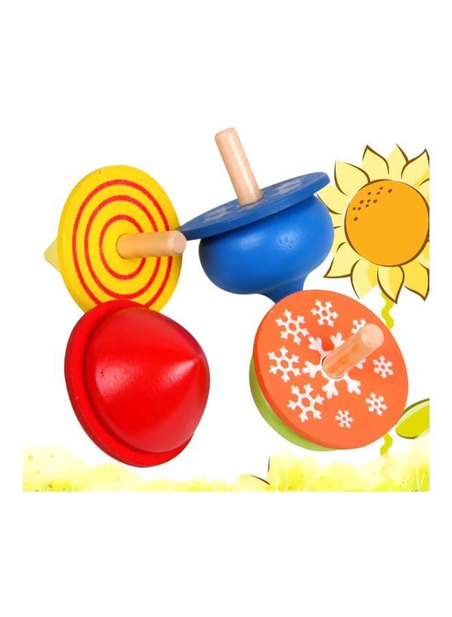 NIBEMINENT 4 Piece Wooden Gyro Spinning Top – Assorted  - Image 2
