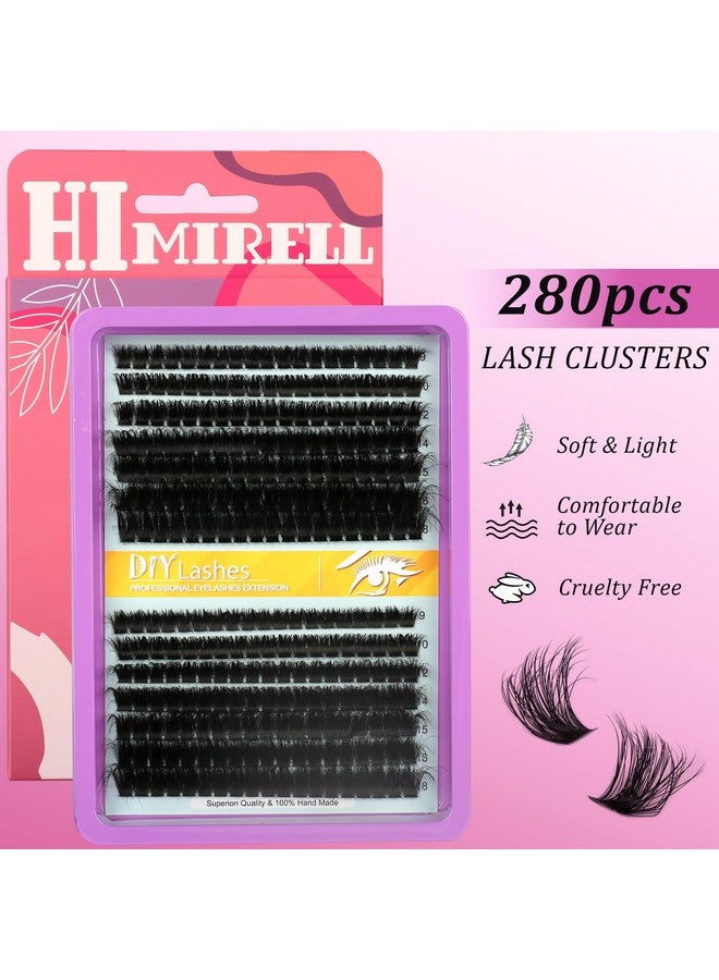 Himirell C Curl Lash Clusters Extensions 280 Pcs Individual Eye lash Clusters 100D Cluster Eyelash Lashes Fluffy Wispy Clusters Lashes Makeup at Home - DIY Lash Extension Kit for Self Application (9-18MM) Mix - Image 2