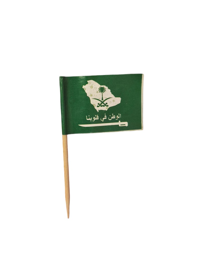 90-Piece Mini Saudi Arabia Flags For The National Day Flags Green For Food Or Other Decoration 3.5x2.5 Cm - Image 2