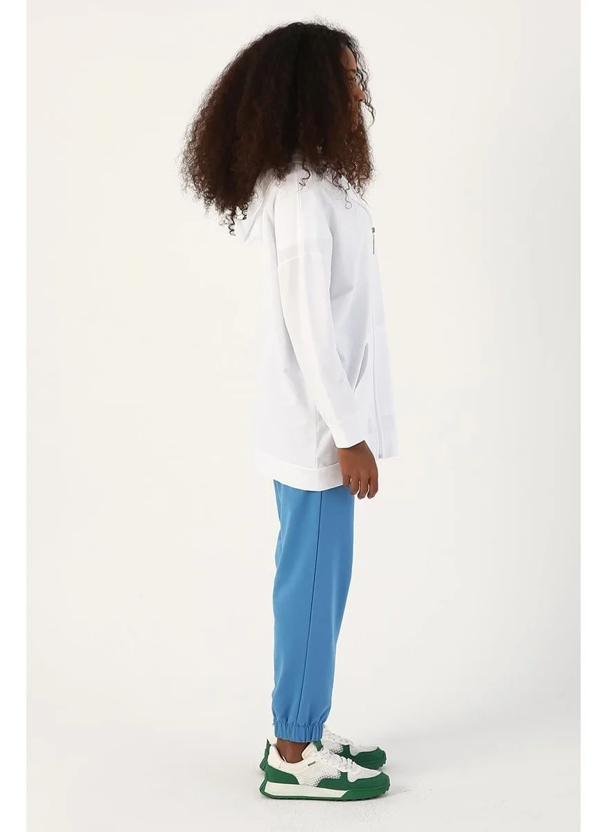 Allday White-Zipped Sweat Cardigan