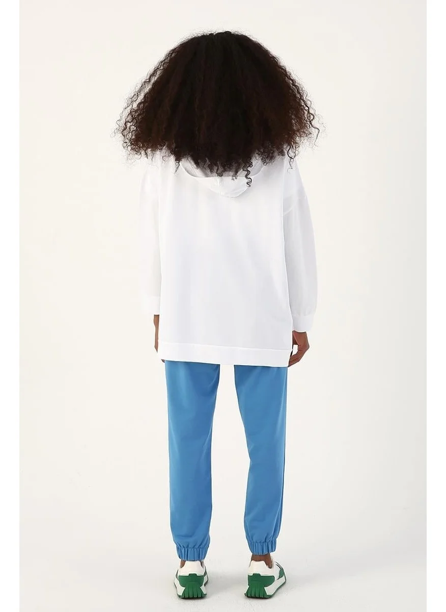 Allday White-Zipped Sweat Cardigan