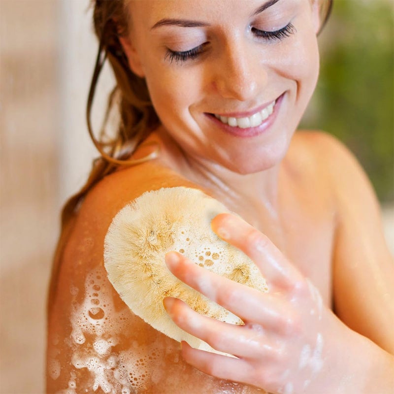 FAVOMOTO Natural Sisal Fiber Body Brush Set 2pcs Large and Small Exfoliator Shower Scrubber for Women Bathing and Dry Brushing - Image 5