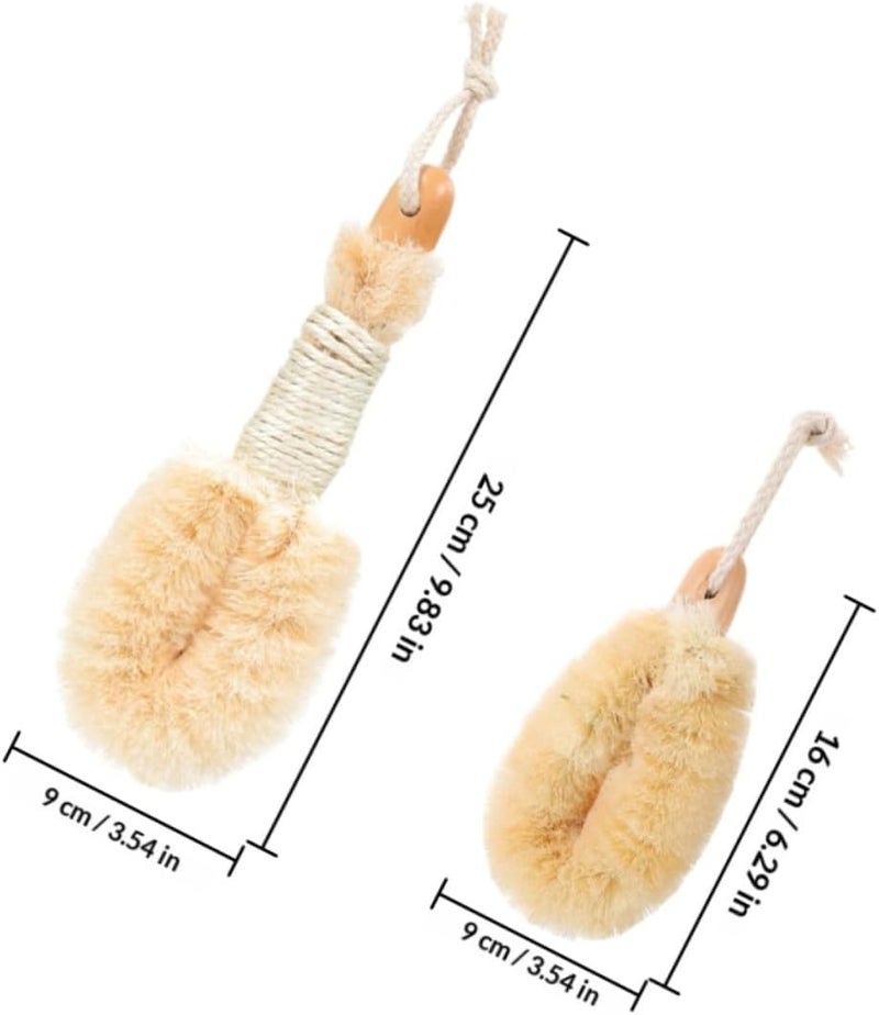 FAVOMOTO Natural Sisal Fiber Body Brush Set 2pcs Large and Small Exfoliator Shower Scrubber for Women Bathing and Dry Brushing - Image 2